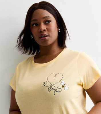 Curves Yellow Bee Free Cotton T-Shirt 