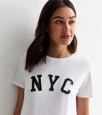 Maternity White NYC Print Cotton T-Shirt