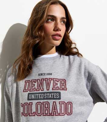 Grey Cotton Denver Colorado Print Sweatshirt