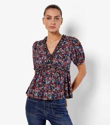 Apricot Multicoloured Ditsy Floral Peplum Top