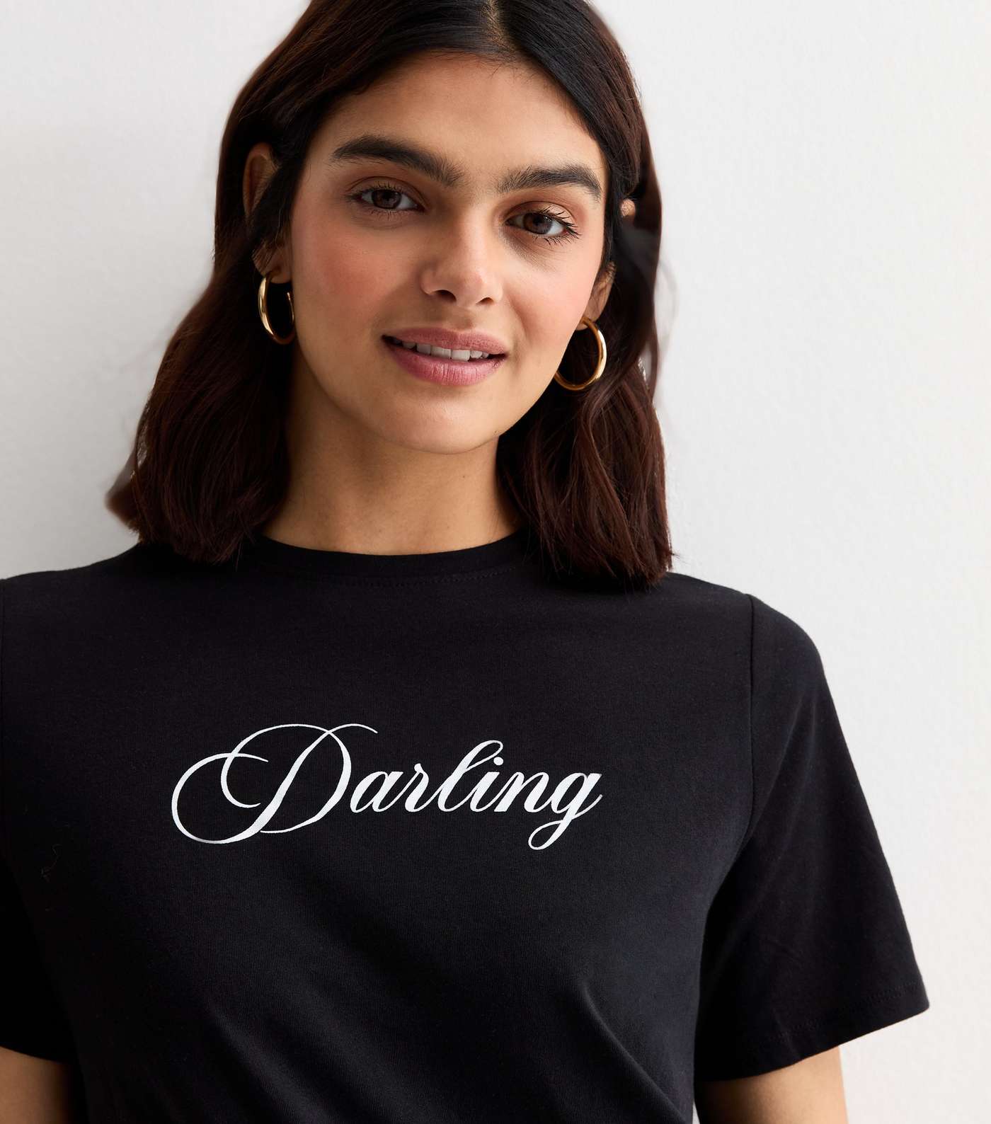 Black Cotton Darling Print T-Shirt