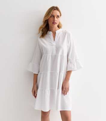 Gini London White Textured Tiered Mini Dress