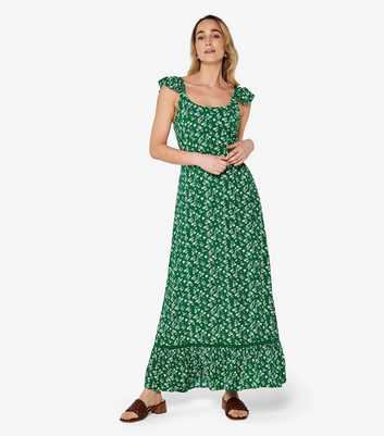 Apricot Green Floral Maxi Dress