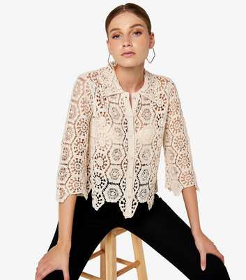 Apricot Stone Cotton Crochet Shirt 