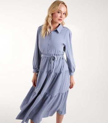 Blue Vanilla Blue Tiered Shirt Midi Dress