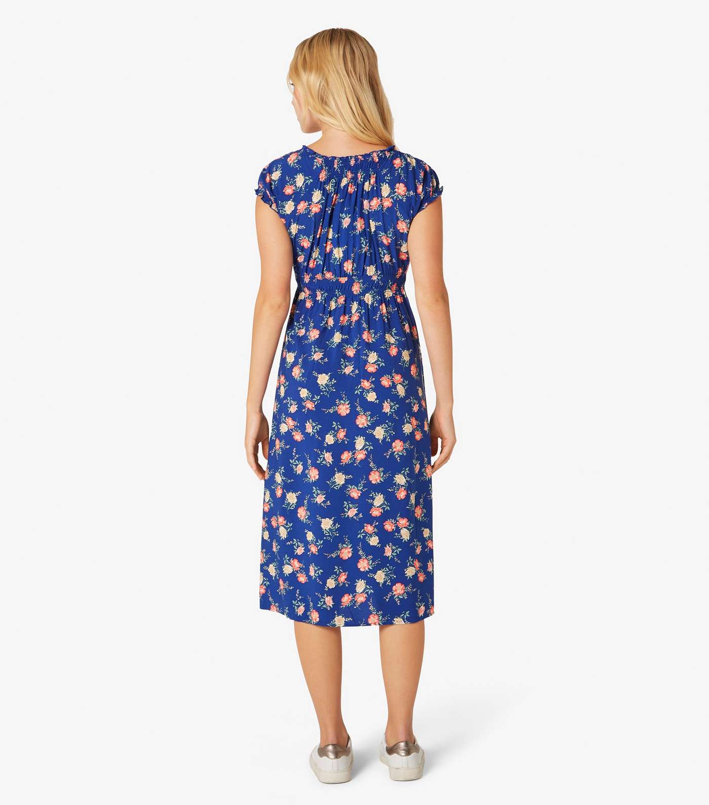Apricot Blue Floral Midi Dress Image 3