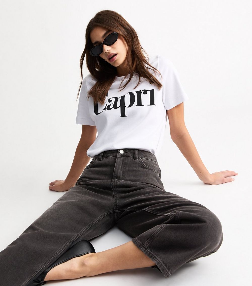 Washed Black Adalae Wide Leg Cropped Jeans