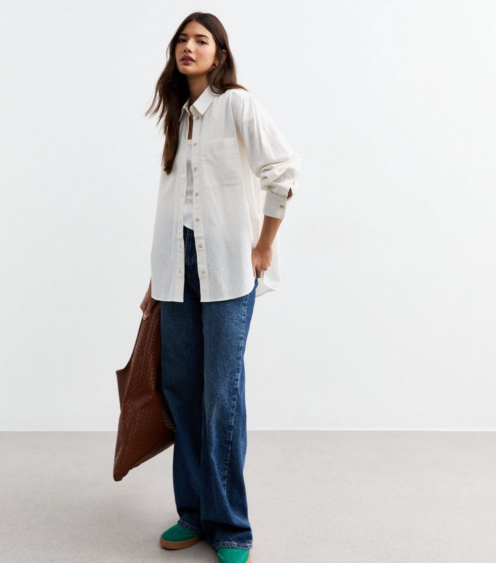 White Long Sleeve Cotton Linen Shirt