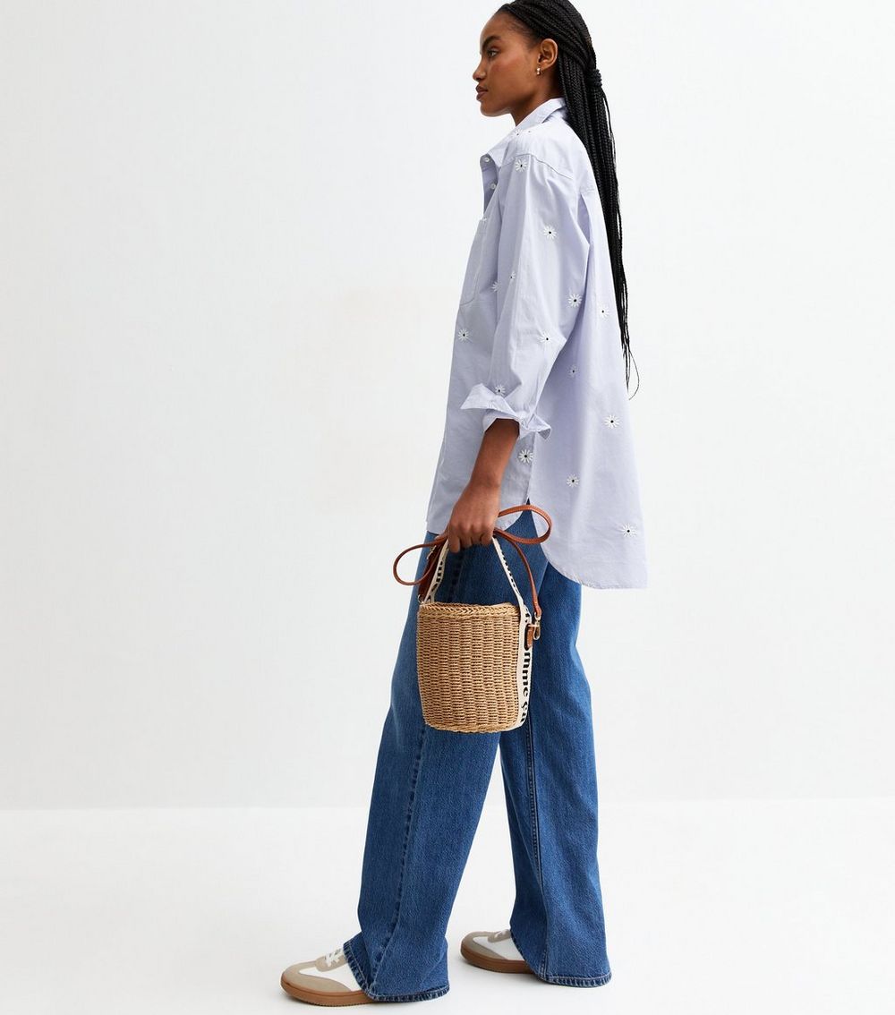 Tall Blue Daisy Embroidered Shirt