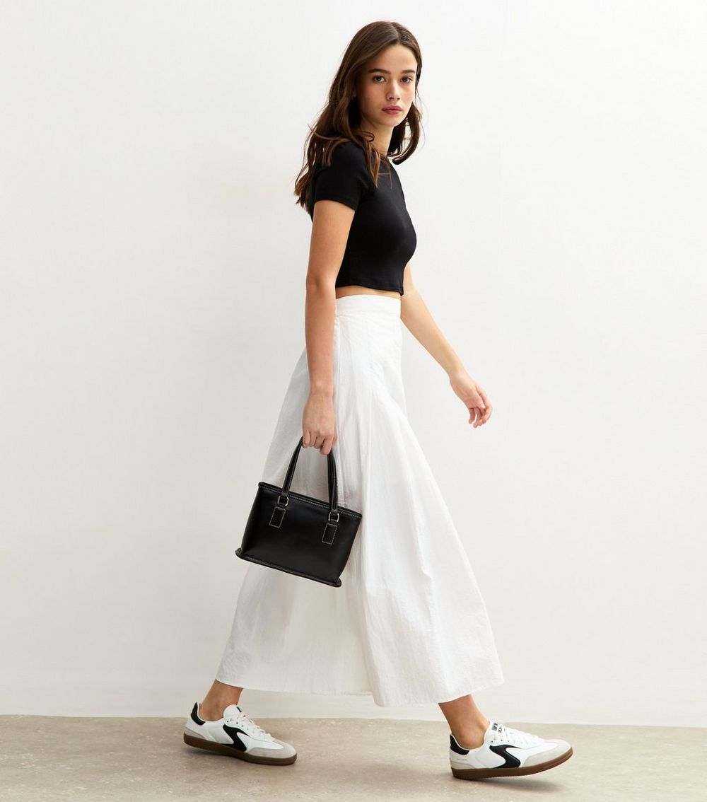 White Pleated Midi Skirt