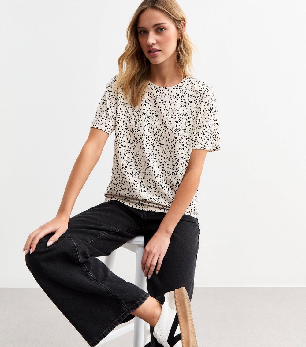 White Abstract Dot Print T
