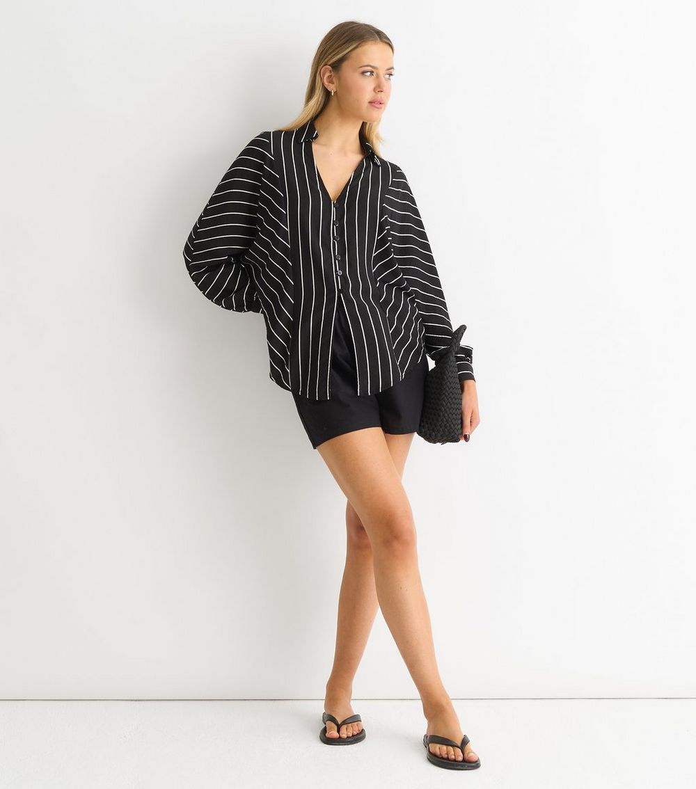 Gini London Black Striped Long Sleeve Shirt