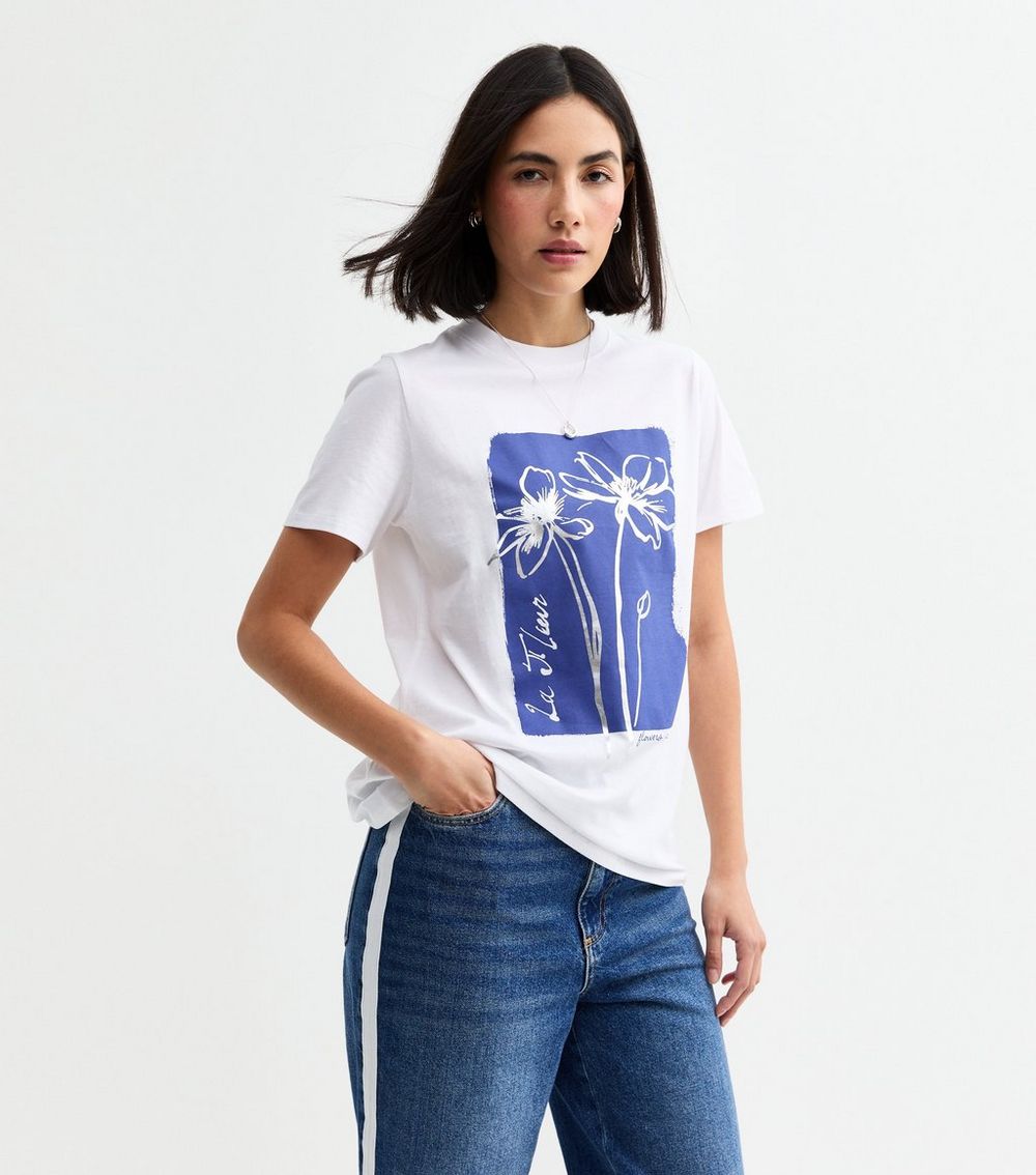 White Flower Sketch Print T