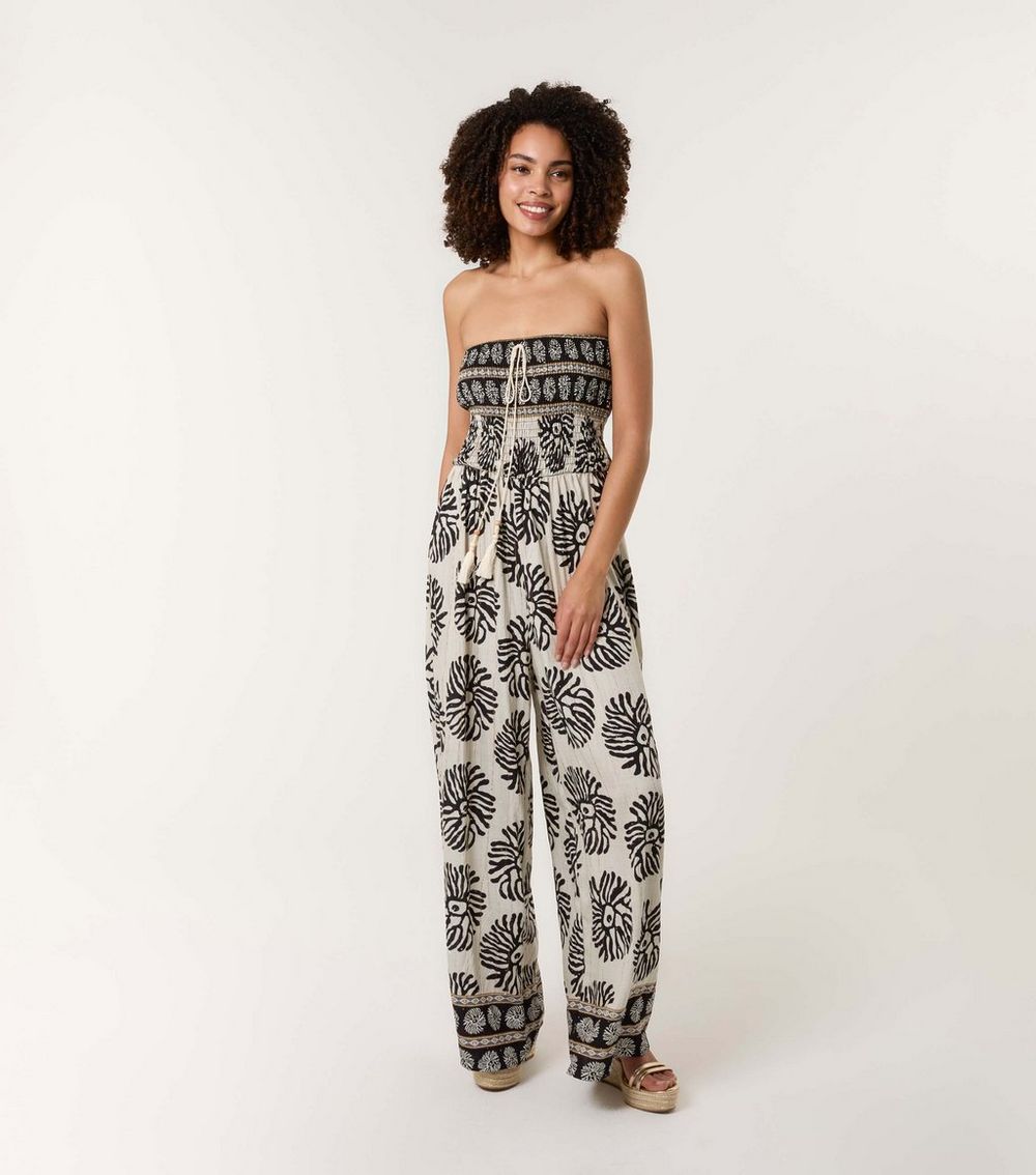 Blue Vanilla Black Printed Elasticated Jumpsuit