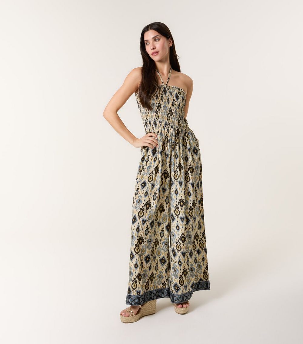 Blue Vanilla Multicolour Shirred Halterneck Jumpsuit