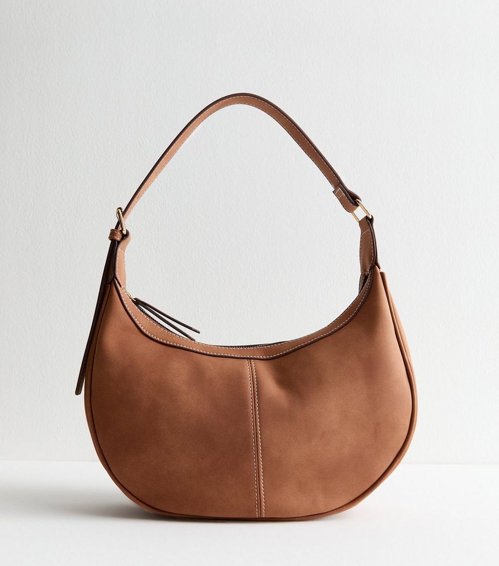 Light Brown Suedette Scoop Shoulder Bag