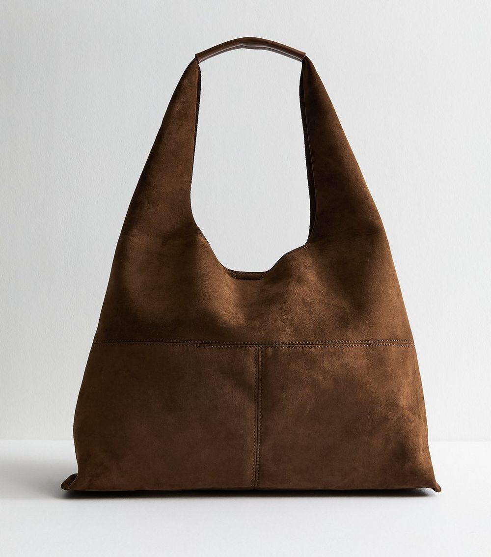 Tan Faux Suede Panelled Shoulder Bag