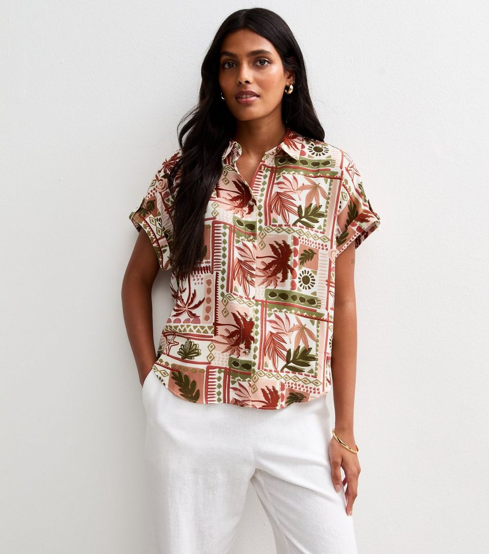 Pink Tropical Print Shirt