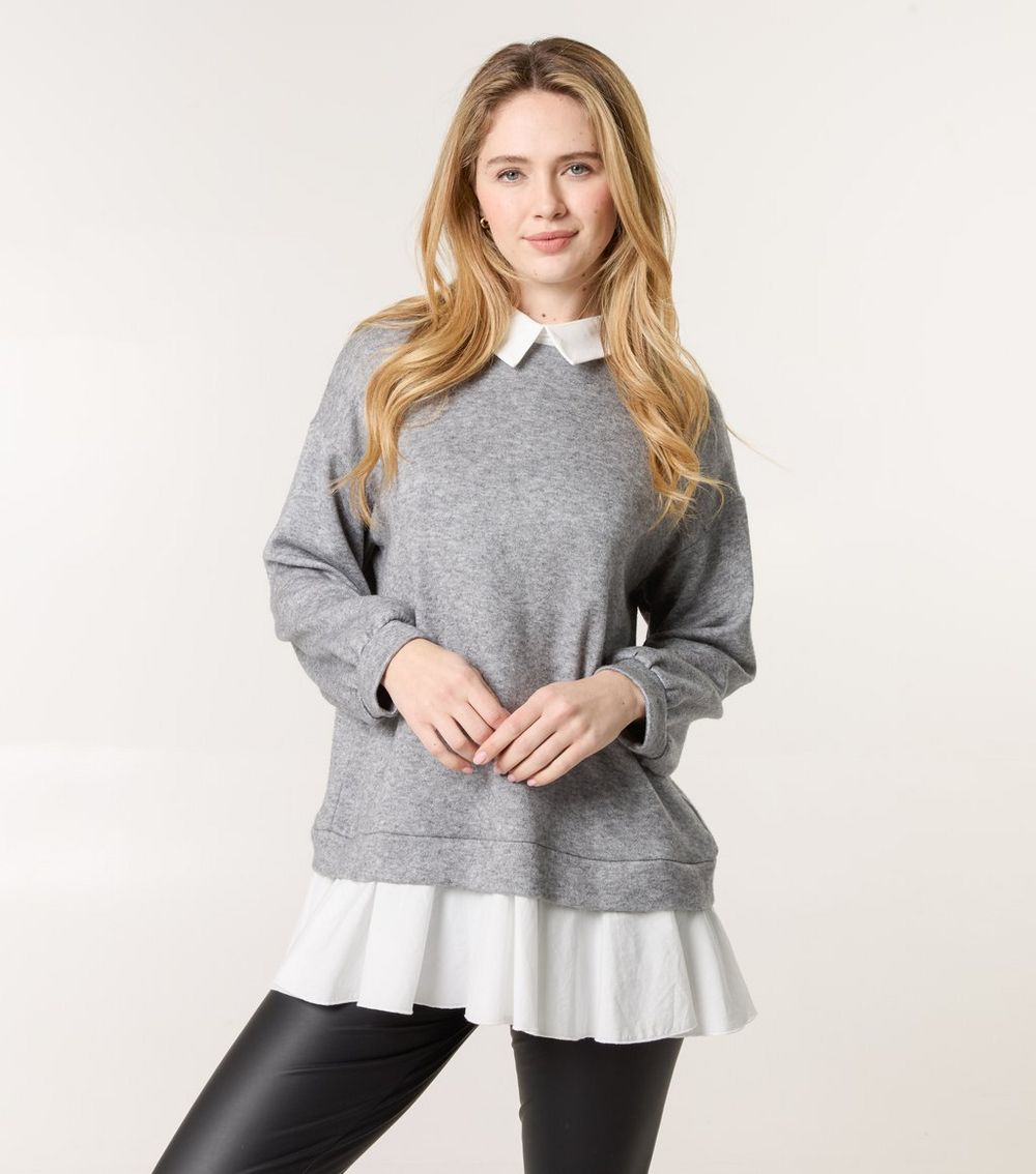 Blue Vanilla Grey Soft Touch 2 in 1 Layered Look Sweater