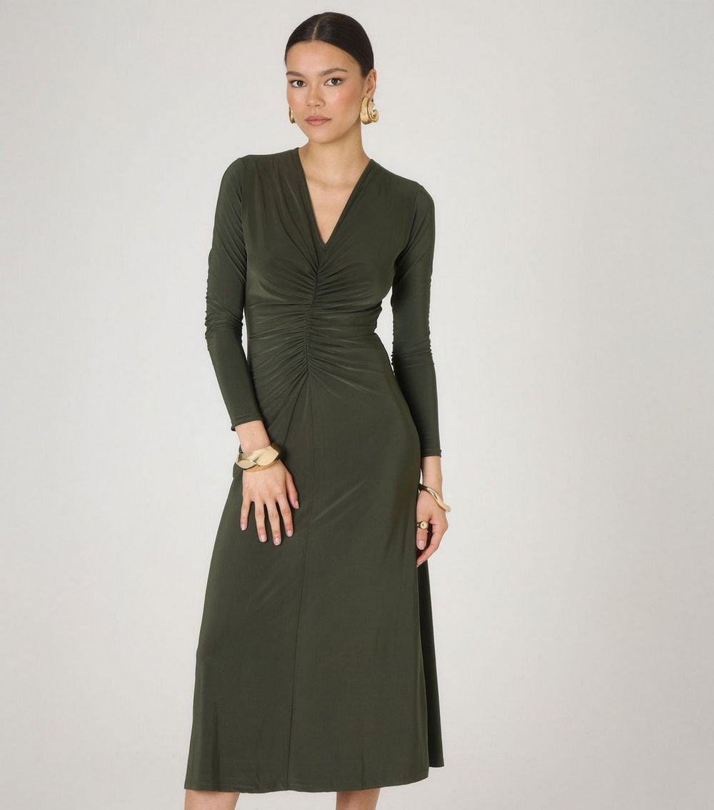 WKNDGIRL Green Slinky Ruched V