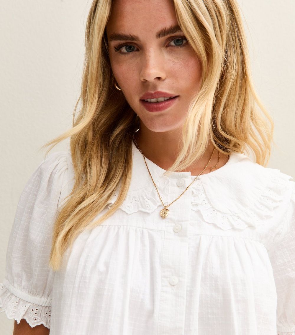 Petite Off White Lace Trimmed Shirt
