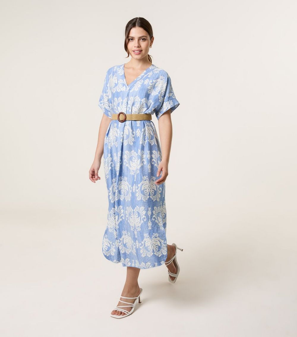 Blue Vanilla Blue Floral Print Midi Dress