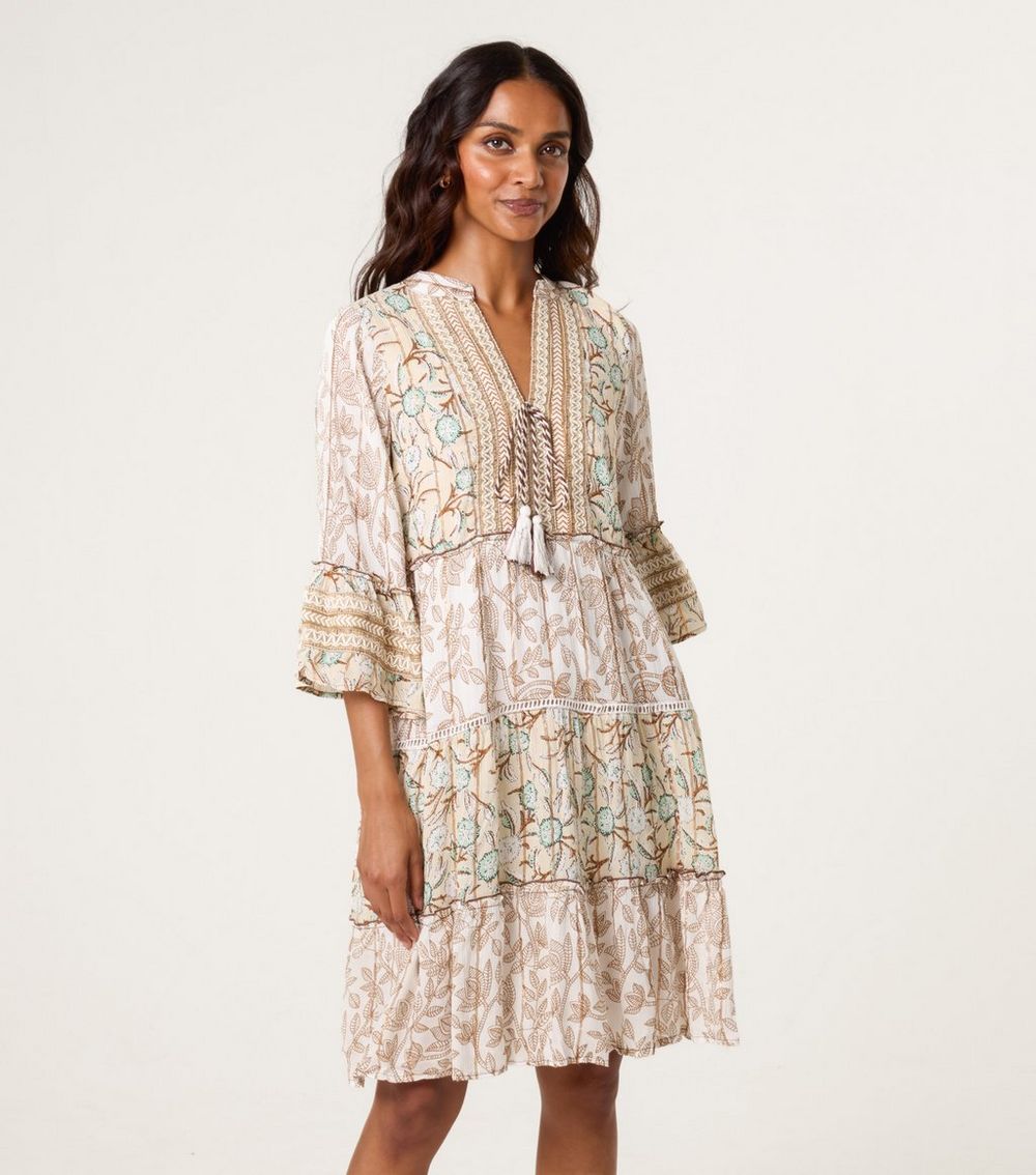 Blue Vanilla Stone Embellished Tie Midi Dress