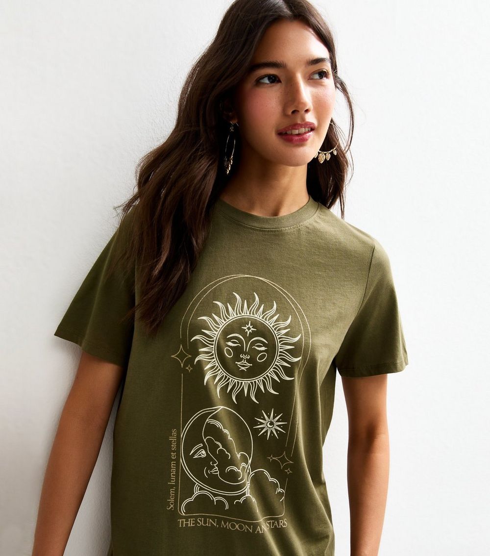 Khaki Green Mystic Foiled Print T