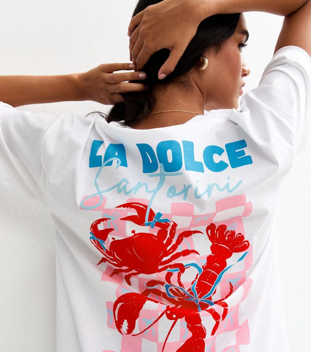 White Oversized Lobster Print