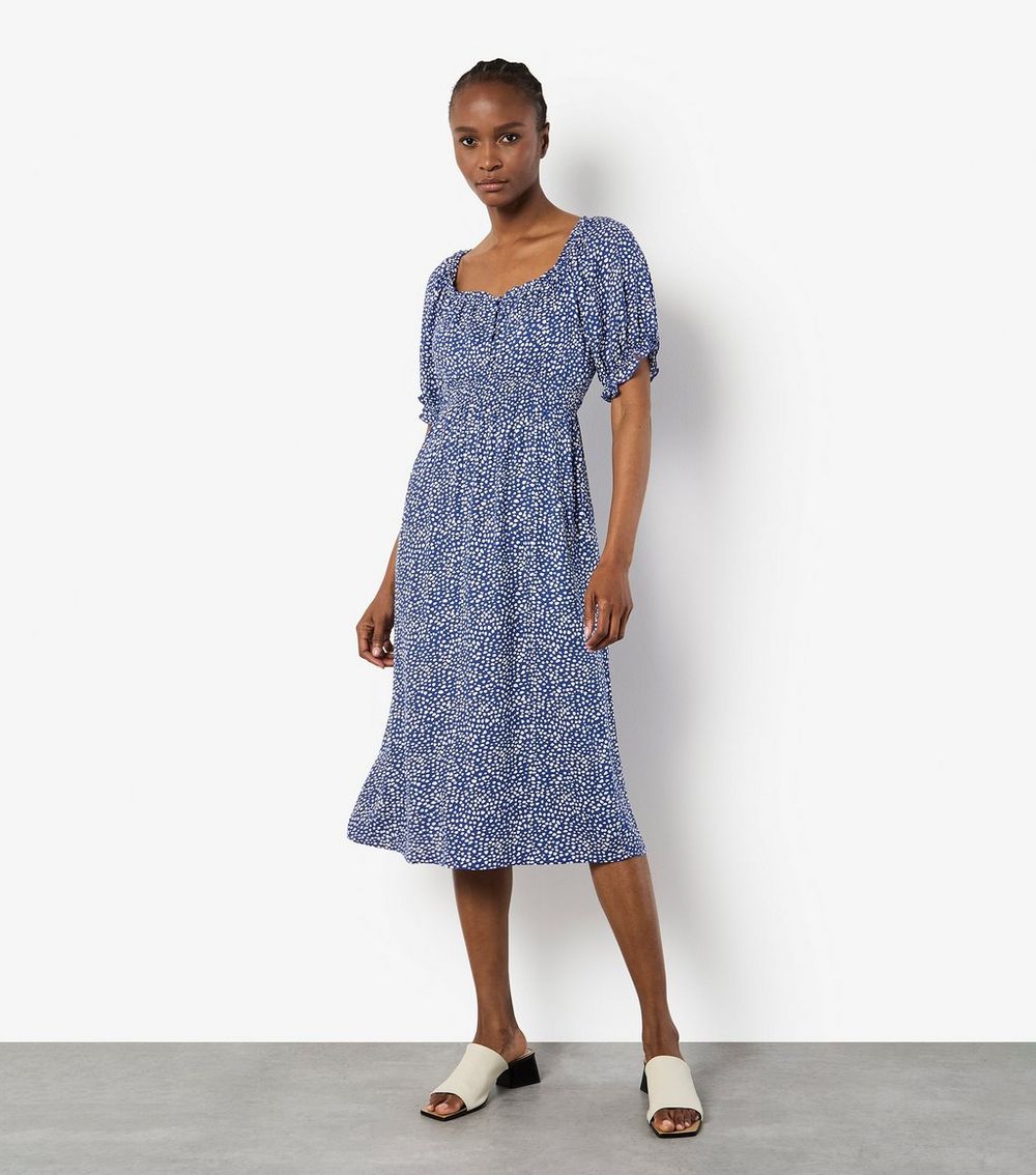 Apricot Blue Spot Print Dress