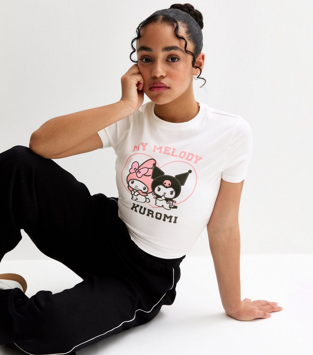 Girls White My Melody Kuromi Print T