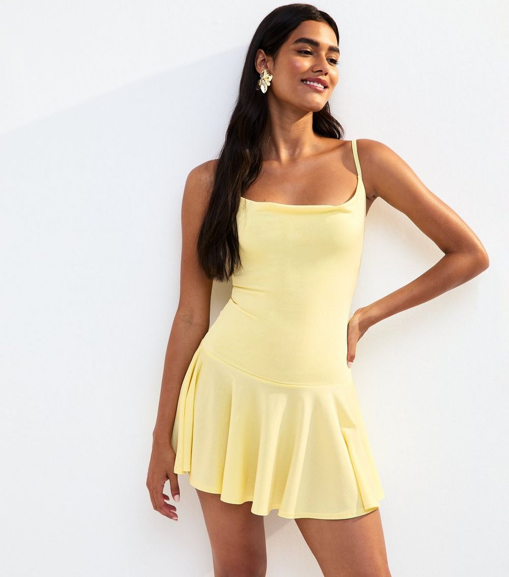Pink Vanilla Light Yellow Strappy Flippy Mini Dress