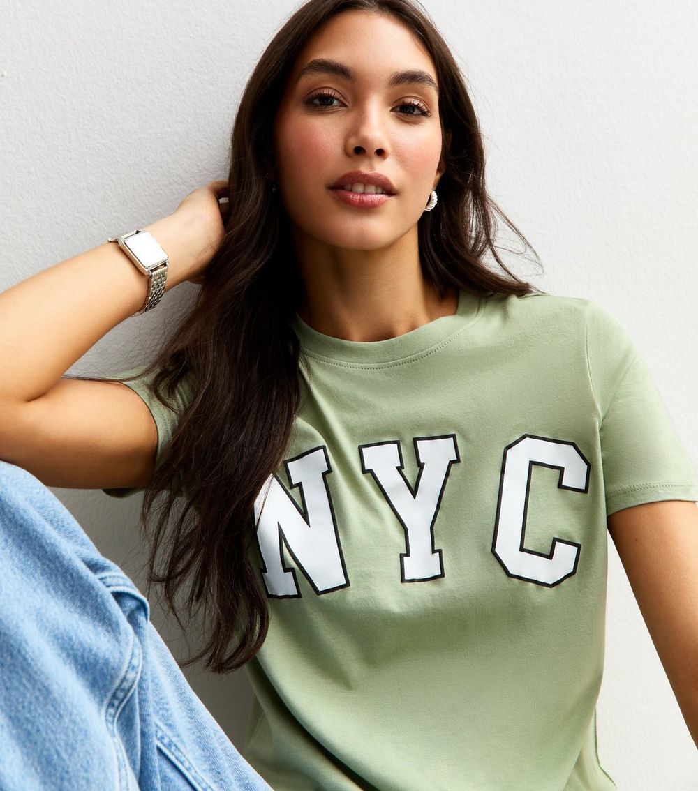 Light Green NYC Puff Print Relaxed T