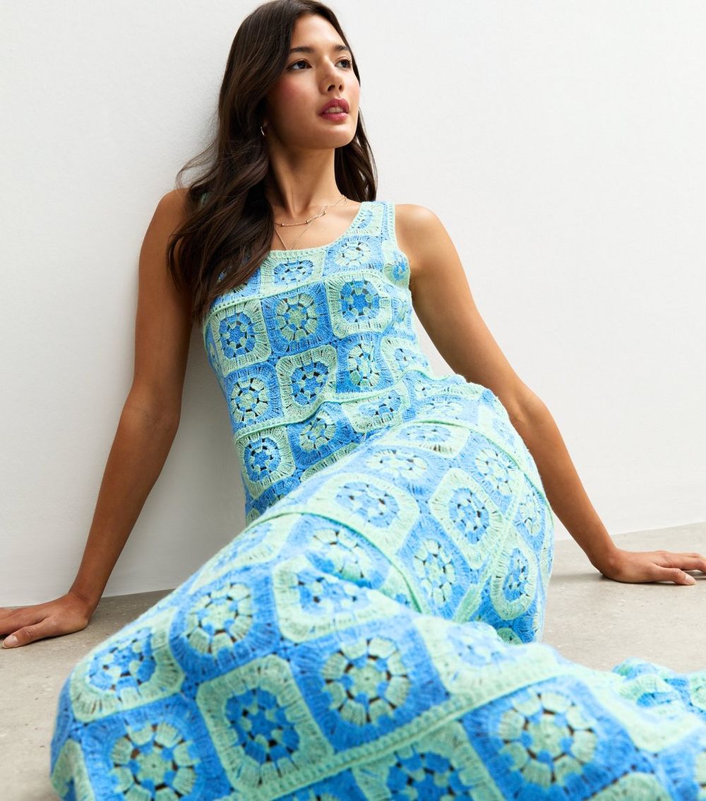 Sunshine Soul Blue Crochet Maxi Dress