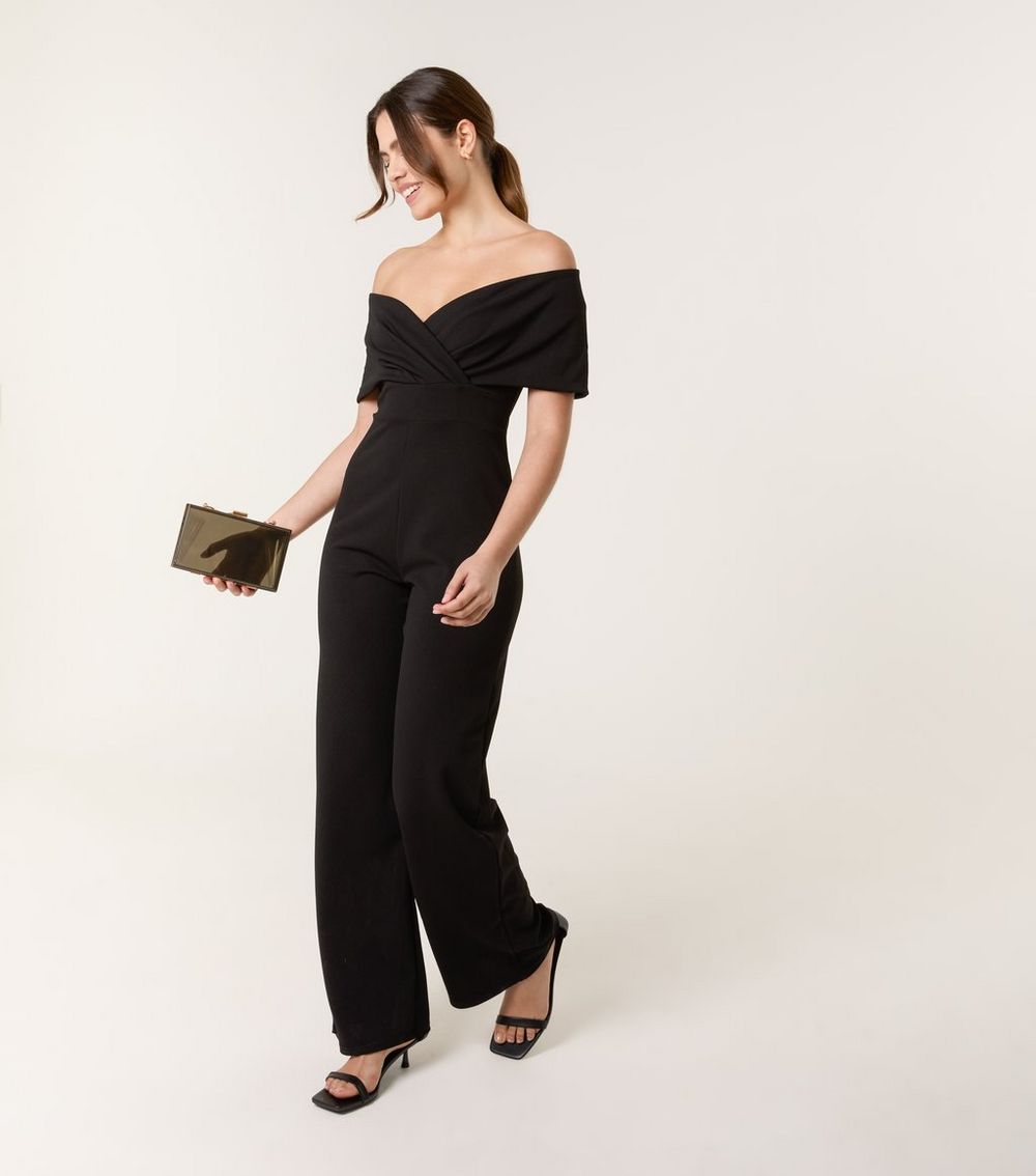 Blue Vanilla Black Bardot Wrap Jumpsuit