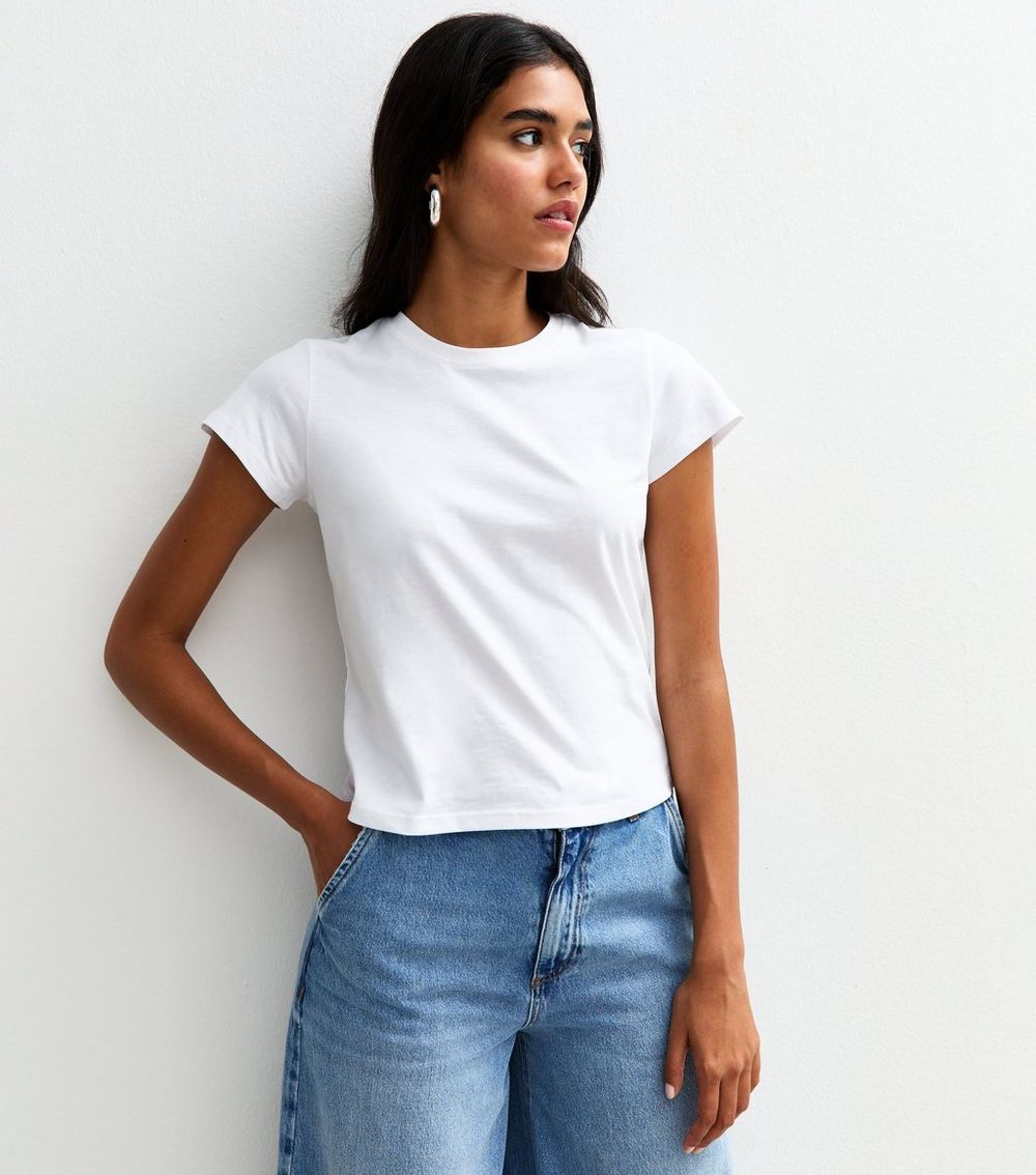 White Crew Neck Relaxed Fit T