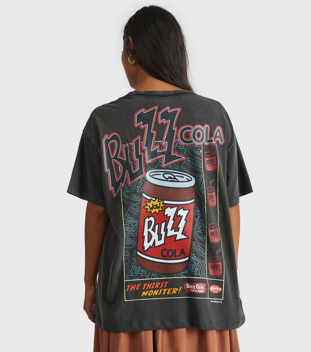 Skinnydip Grey The Simpsons Buzz Cola Print T