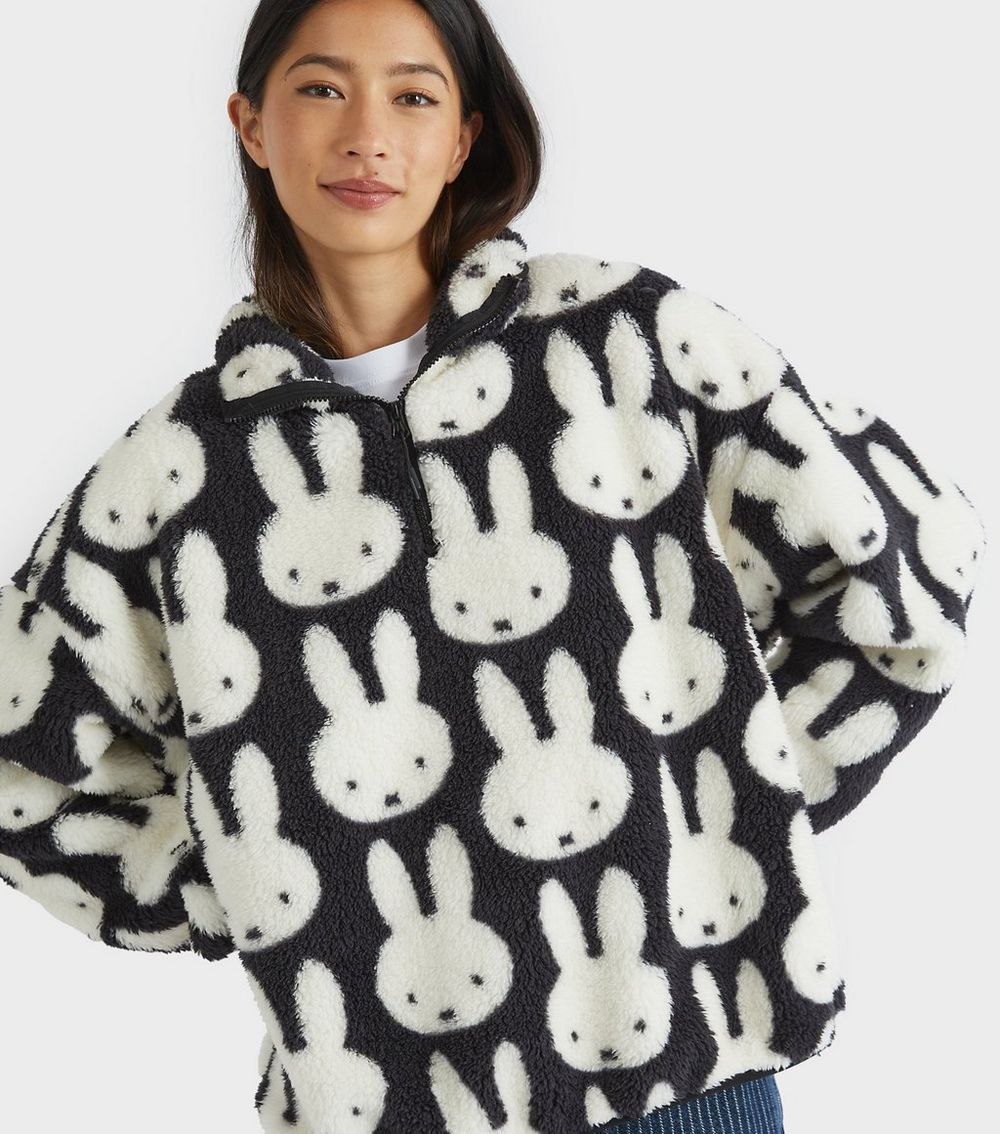 Skinnydip Black Miffy Print Longline Fleece