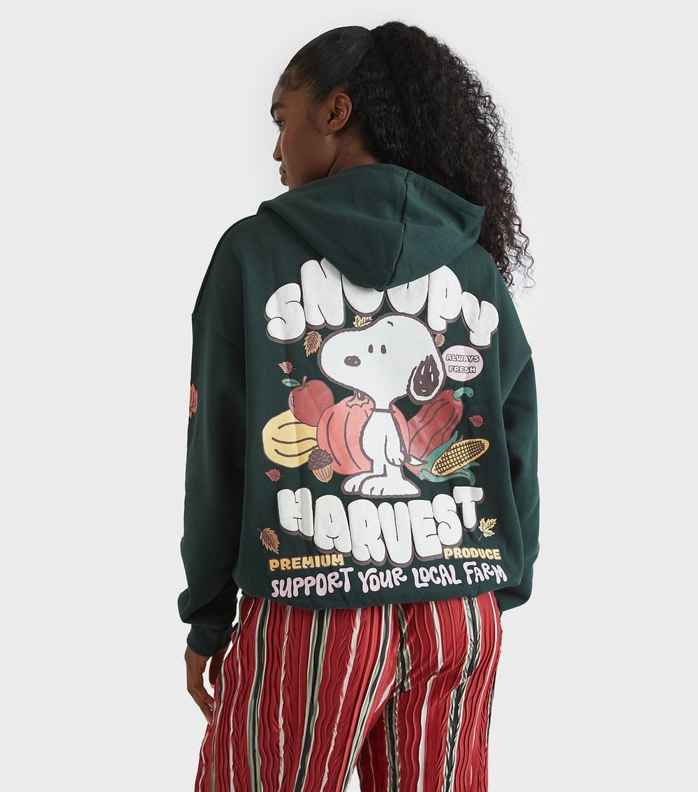 Skinnydip Mid Green Snoopy Harvest Hoodie