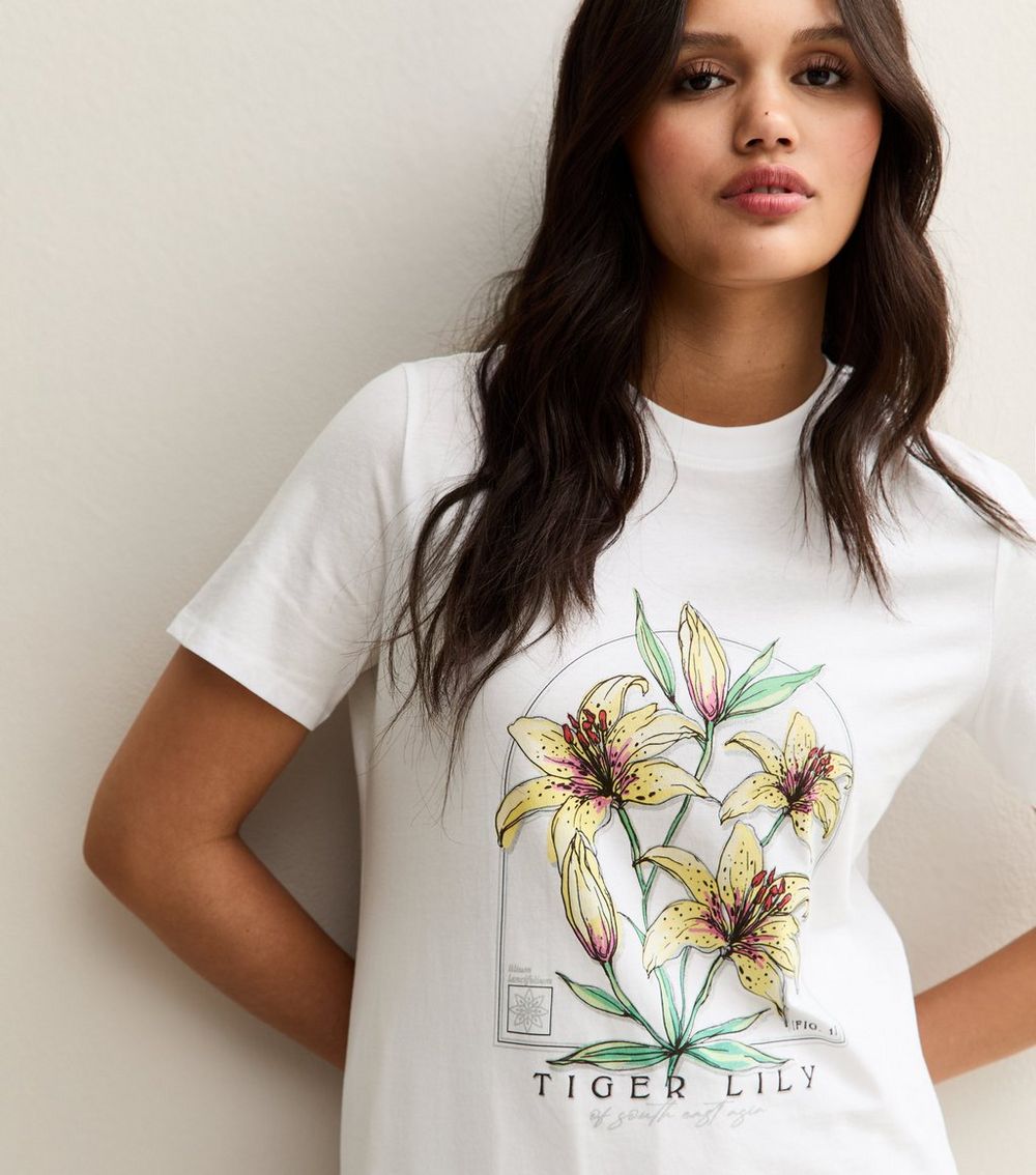 White Tiger Lily Print T