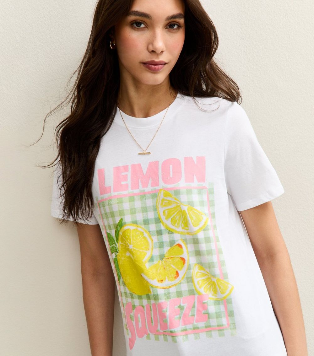 White Lemon Squeeze Print Relaxed Fit T