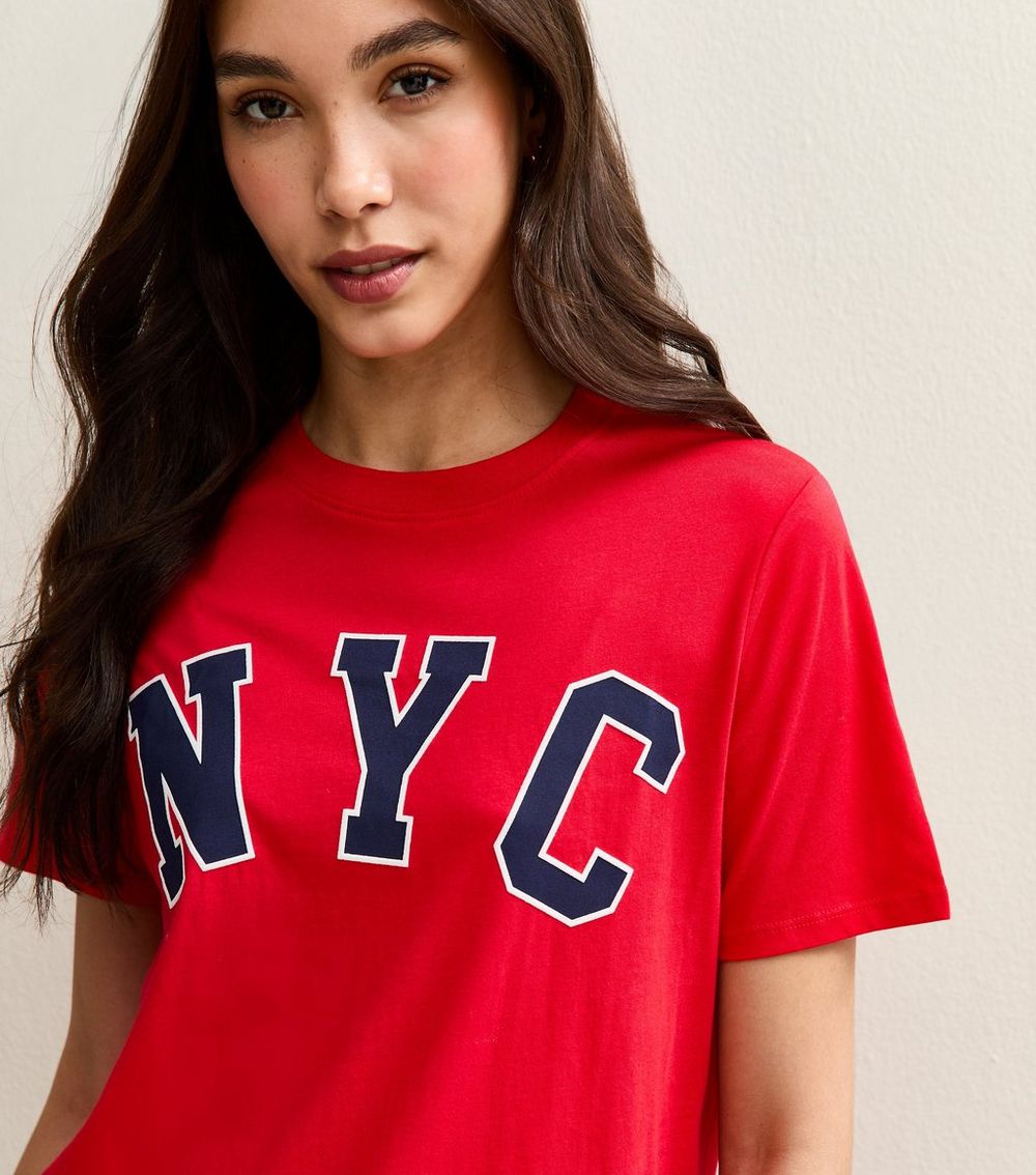 Bright Red NYC Puff Print Relaxed Fit T