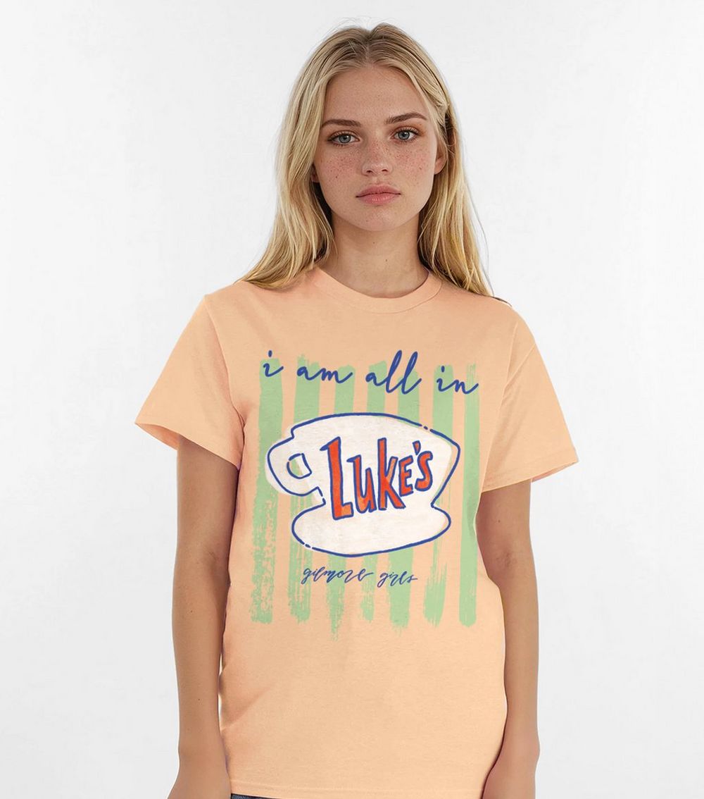 Brands In Peach Gilmore Girls Print T