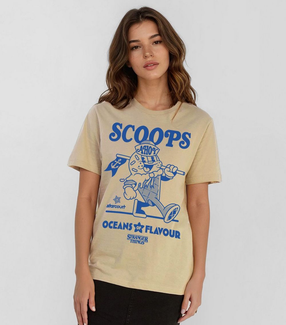 Brands In Brown Scoops Stranger Things Print T