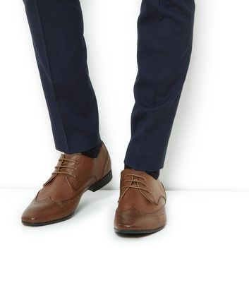 Tan Pointed Brogue Shoes | New Look