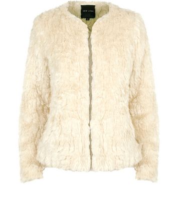 cream faux fur jacket