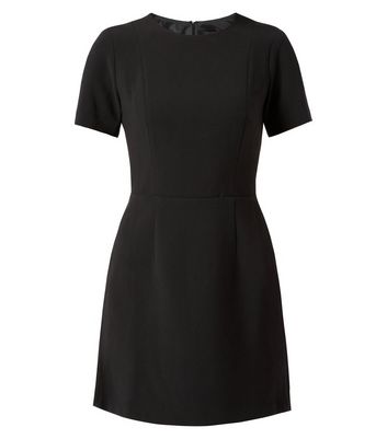 black fitted shirt dress