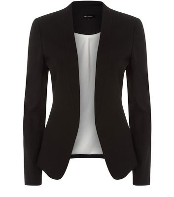 black collarless jacket