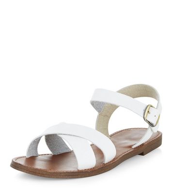 White Cross Strap Sandals | New Look