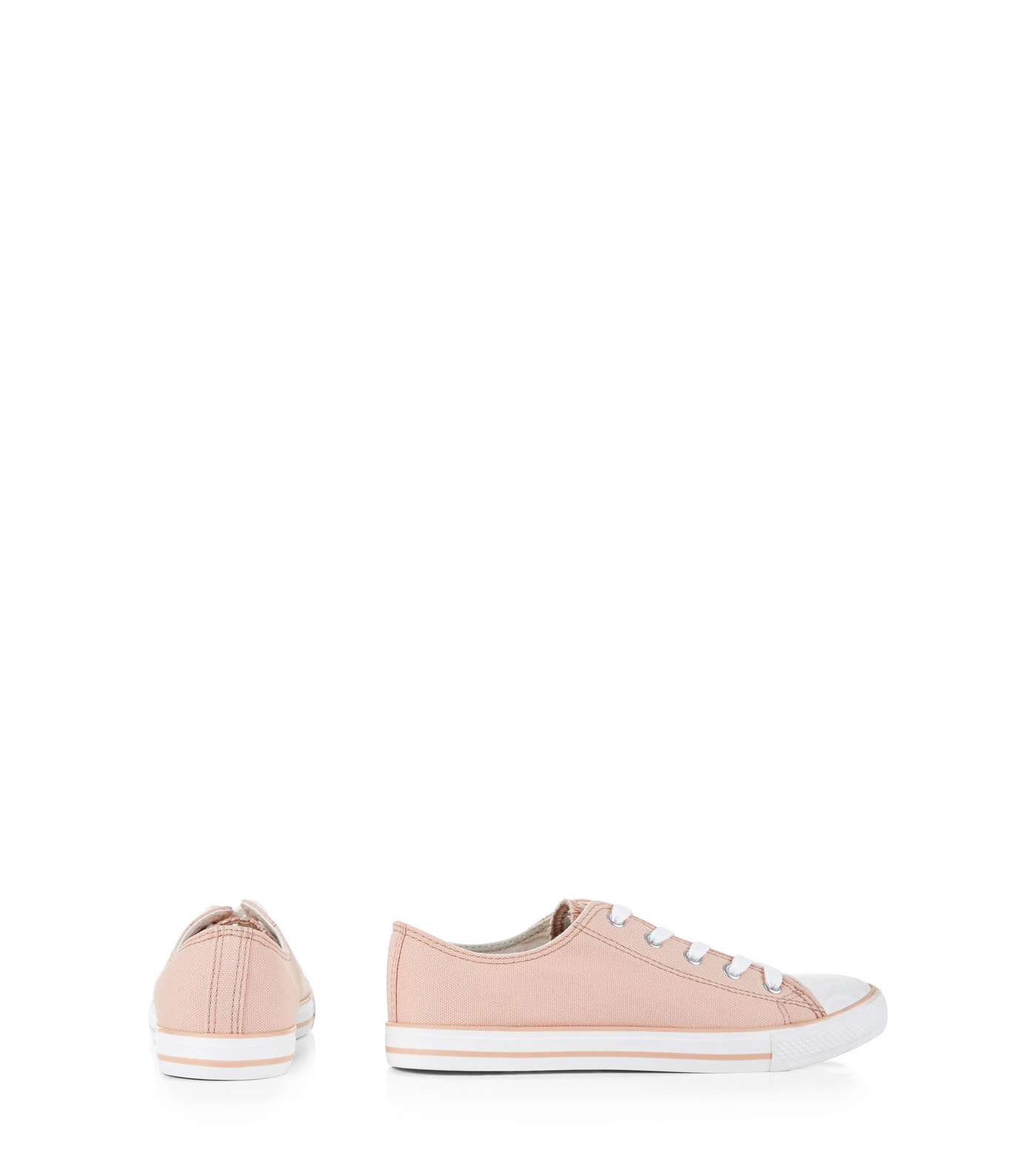 Mid Pink Lace Up Stripe Sole Plimsolls  Image 4